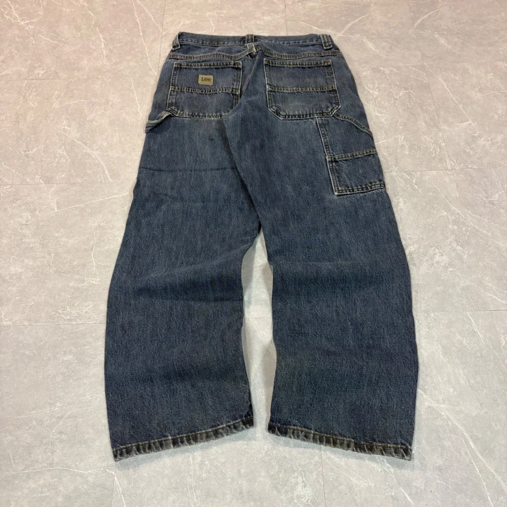 Lee Dungarees Mens 30x29 Carpenter Jeans Distressed Blue Denim Utility Pants